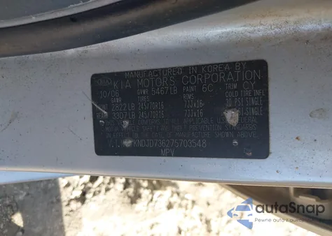 2007 Kia Sorento Lx from USA, damaged, VIN KNDJD736275703548